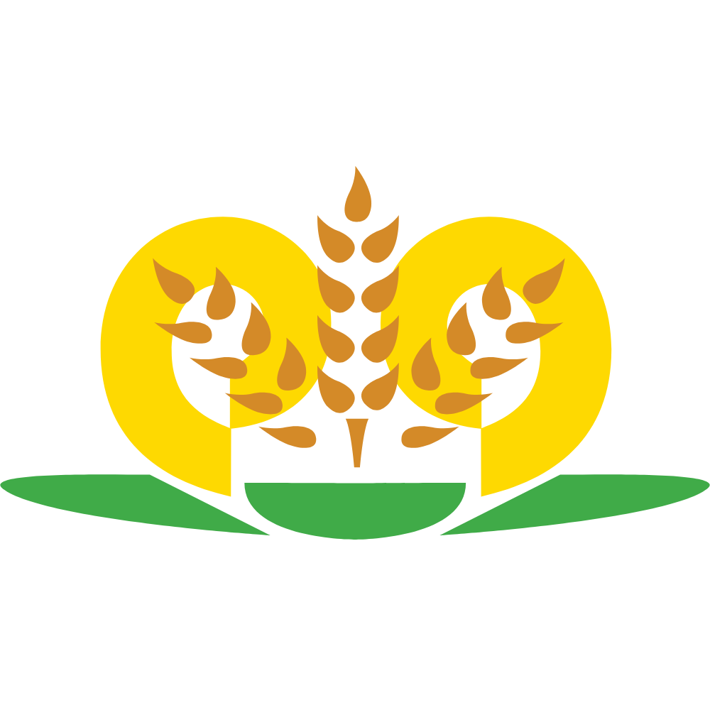 Logo Svazu tělesně postižených ČR s motivem zlatých klásků a zelené základny
